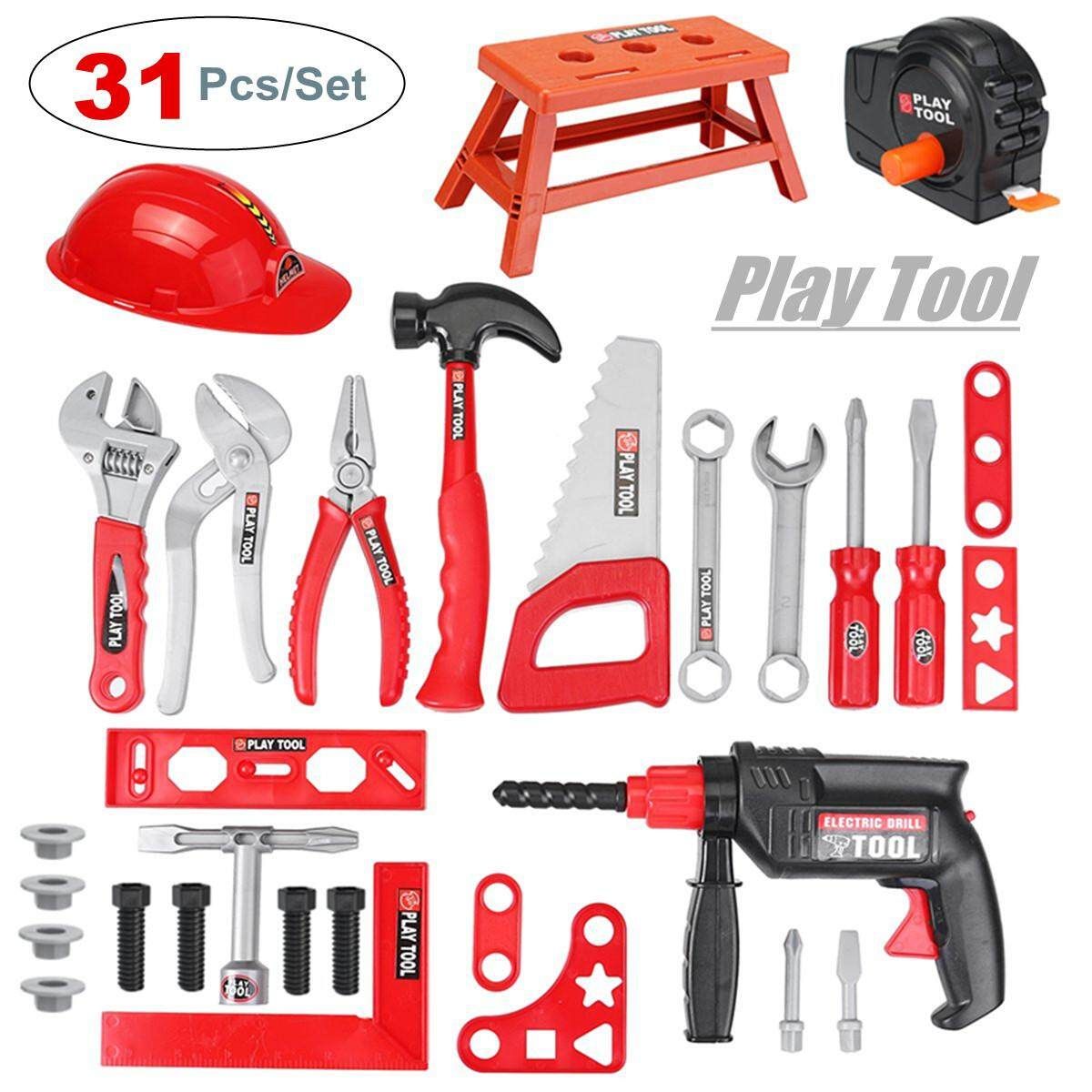 31Pcs Box Tool Set Toy Builder Work Gift Kids Screwdriver Pretend Role Play