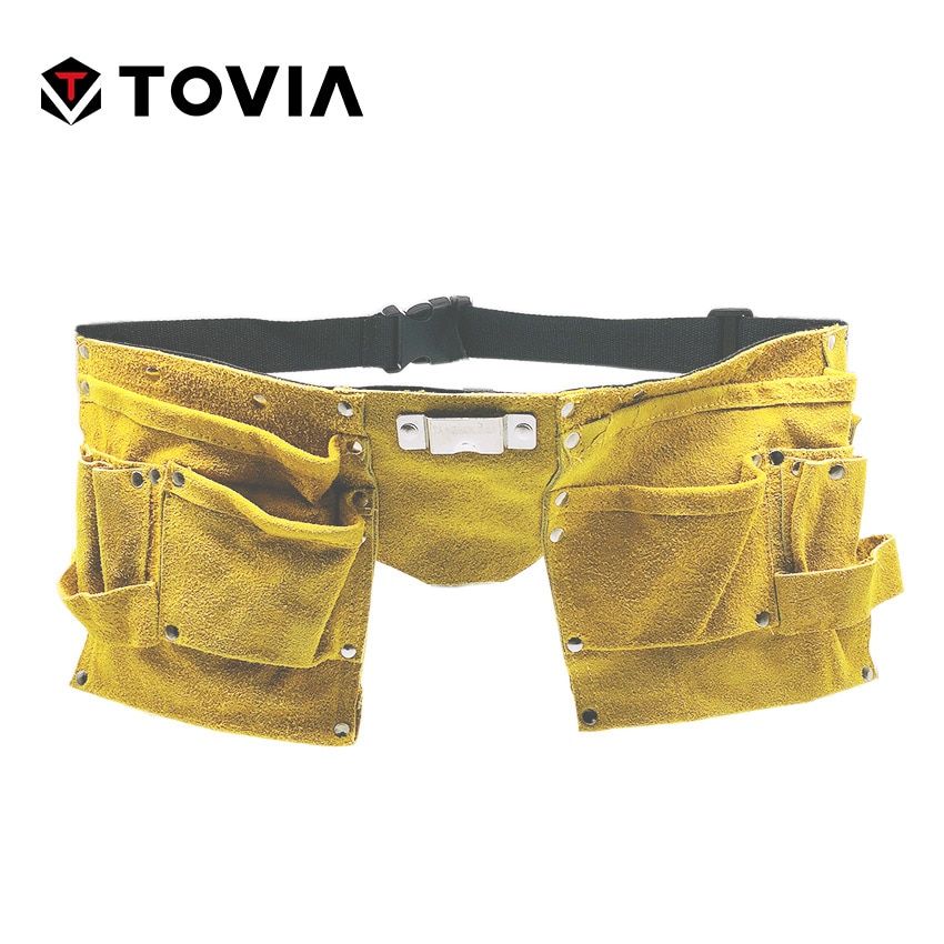 Cow Leather Electrician Bag Waist  Belt Storage Tool Bag Pocket Kit For Screwdriver Wrench Scissor Hand Tool