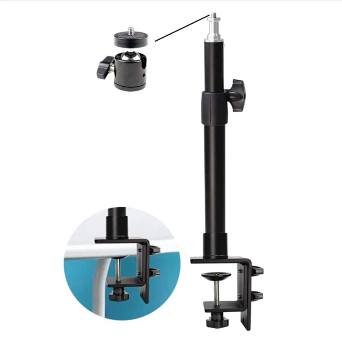 Adjustable Universal Table Desk Clamp Mount Stand 1/4' Screw Tip for DSLR DC Camera Camcorder Ring Light
