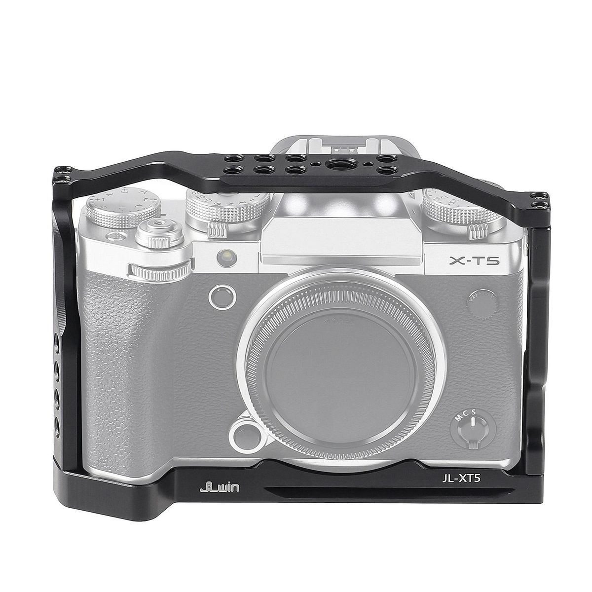 JLwin Protective Camera Cage Aluminum Alloy with Cold Shoe Mount Magnetic Wrench Slot Numerous 1/4in And 3/8in Threaded Holes Compatible with FUJIFILM X-T5 Camera