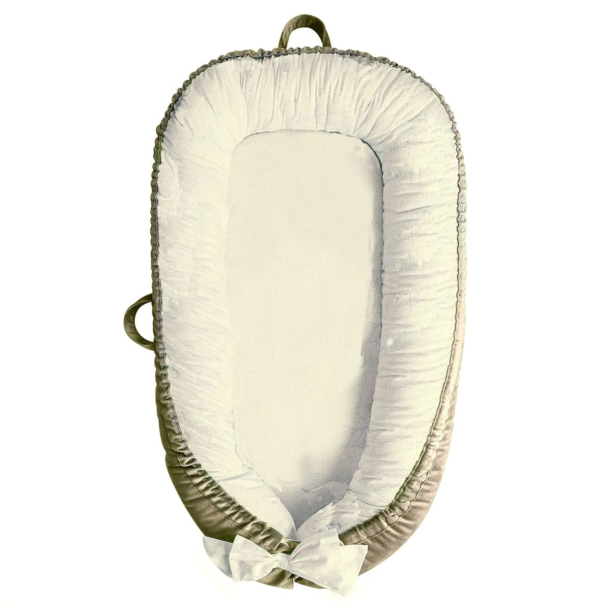 PORTABLE BABY LOUNGER NEST BED CO-SLEEPER (GREY/WHITE)