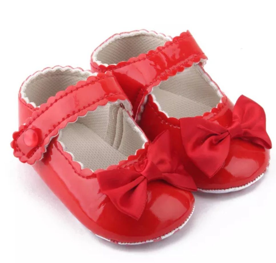 Newborn Baby Girls Bowknot Shoes - Red