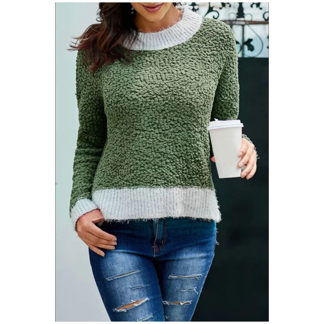 Mfed Green Popcorn Knit Sweater With Slits