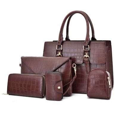 5in1 Office Leather Handbag-Brown