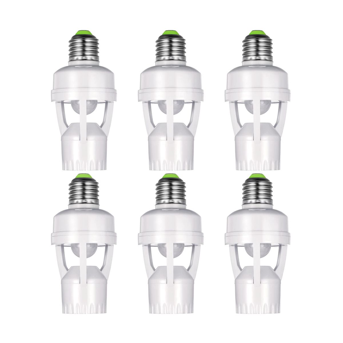 6 Pieces Motion Sensor Light Socket Smart Screw in Light  Outlet Compatible with E27 Light  Holder Adapter