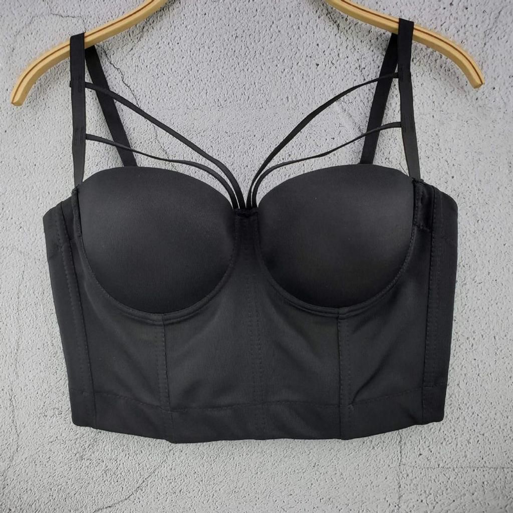 Mesh Push Up Bralet/Corset  - Black