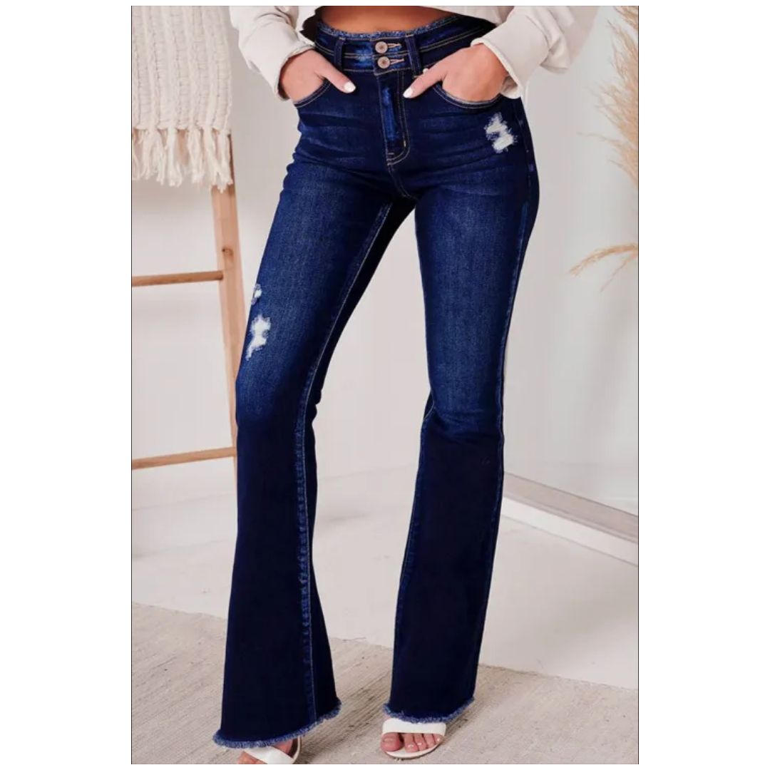 Mfed. Dark Blue High Rise Flare Jeans