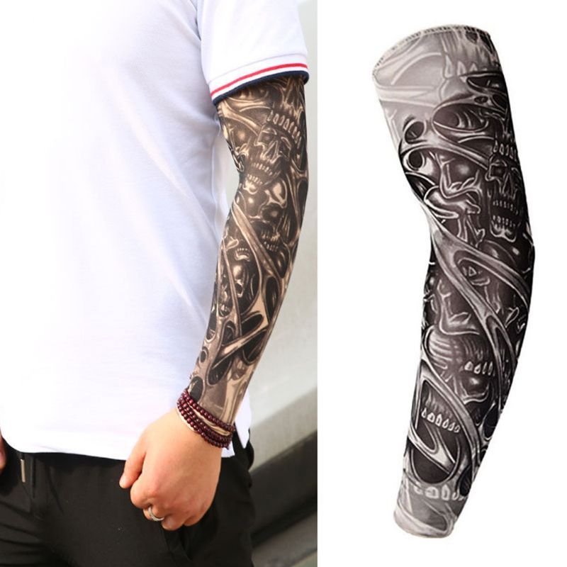 Mens Fake Tattoo Sleeves Cover Party Body Art Temporary Arm