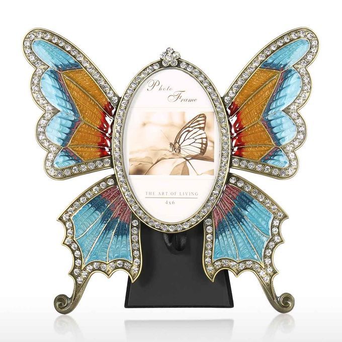 Rhinestone Decorated Ellipse Scalewing Design Vintage Metal-M