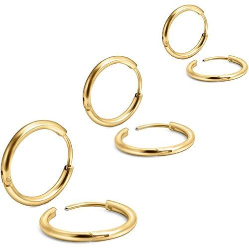 EACHLP Unisex 18K Real Gold Plating Surgical Steel Sleeper