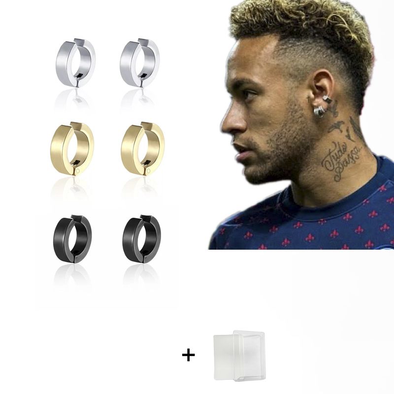 Luxurious 3 Pairs/6 Pieces Painless Non Piercing Men/Women Round Hoop Stainless Steel Earring