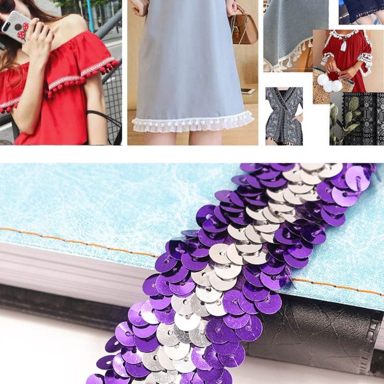 45.72m Three-row Elastic Connection Sequins Lace Belt