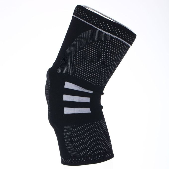 Sports Knee Support Silicone Pad Knee Brace Protection For Athletes Stability Black White