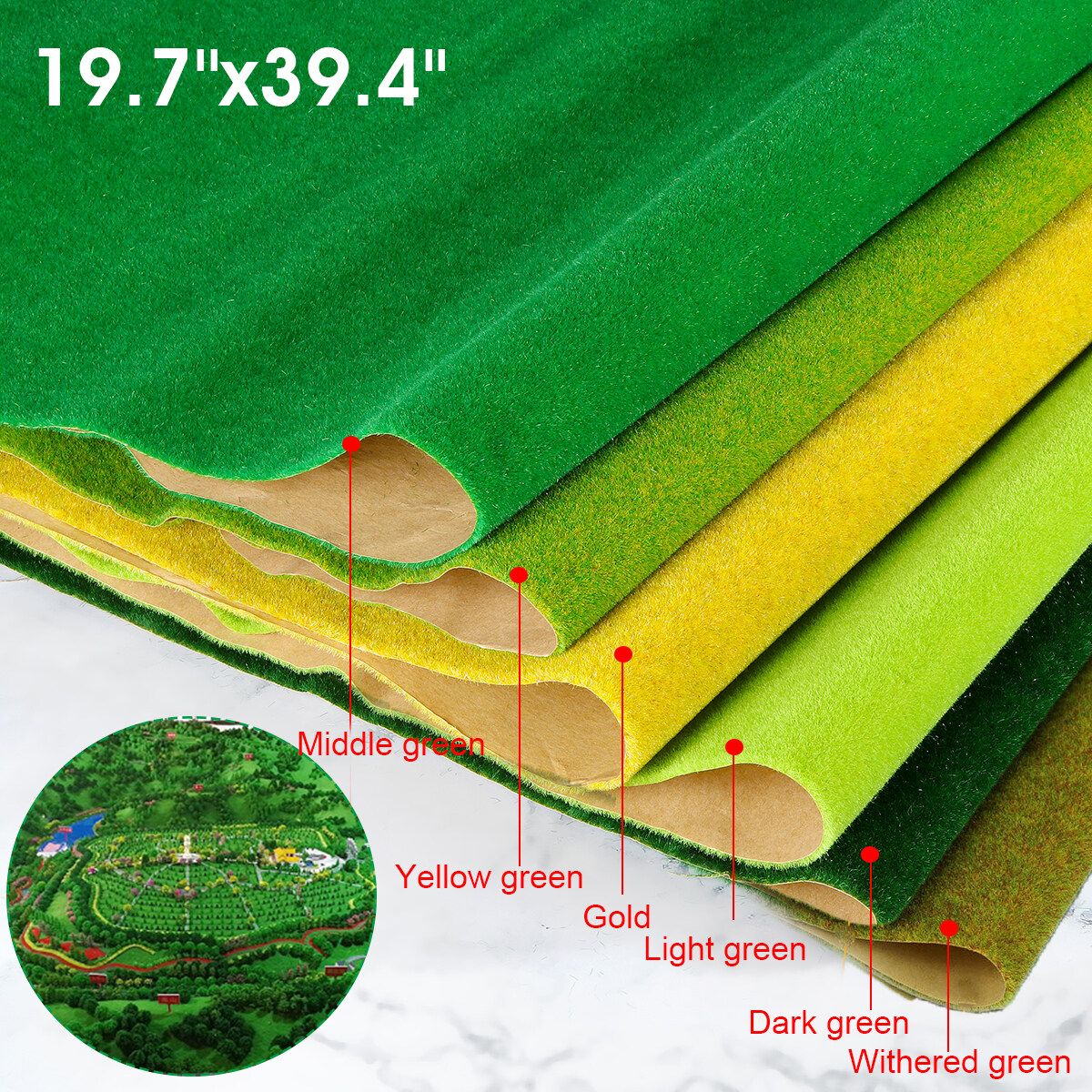 6 Colors 0.5x1m Grass Mat Lawn Carpet Architectural Layout Sand Table Tools Gold 50x100cm