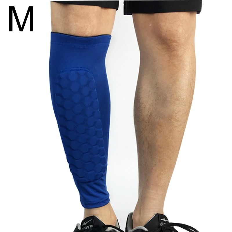 Football Anti-collision Leggings Outdoor Basketball Riding Mountaineering Ankle Protect Calf Socks Gear Protecter(Blue Size: M)