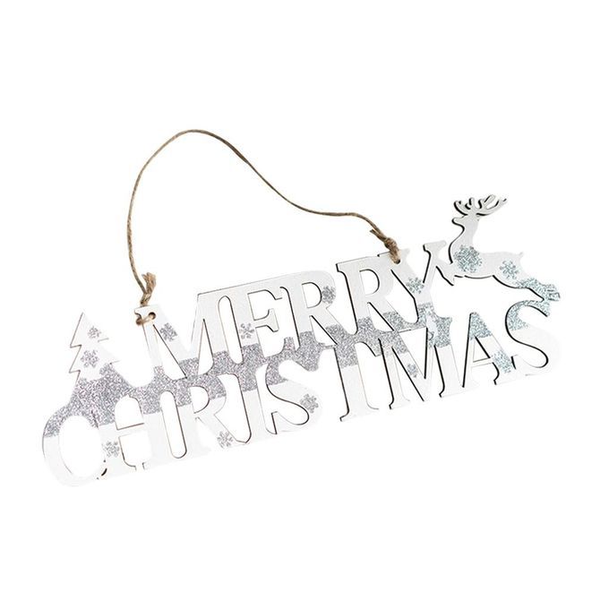Christmas Letter Card Pendant Wooden White Holiday Gift Xmas Craft For