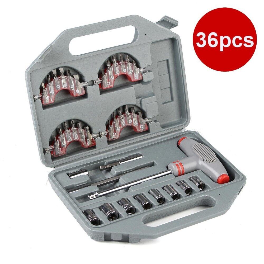 Professional 36 In 1 Handle Screwdriver Tool Set Repair Kit Socket Wrenches