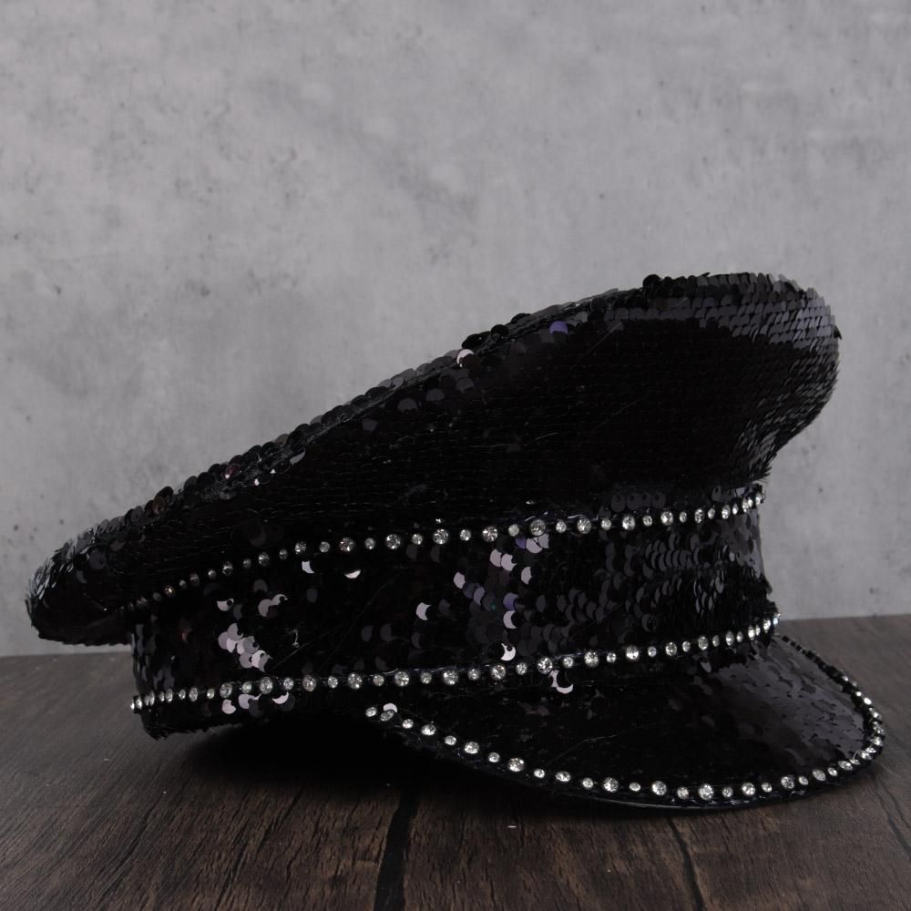 Women Sequin ing  Hat Steampunk Glasses Captain Sergeant Hat Rhine Halloween Festival Part Hat