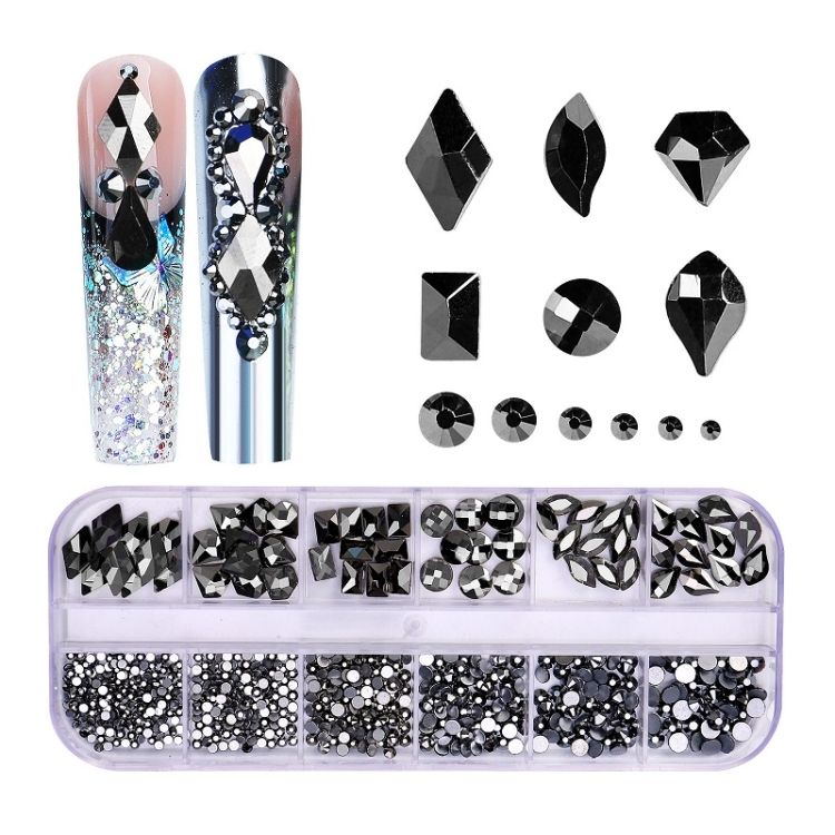 12 Grid Flat Bottom Nail Rhinestones, Specification: 14