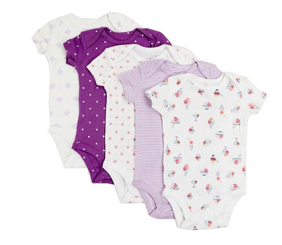 5 In 1 Baby Short Sleeve Bodysuit