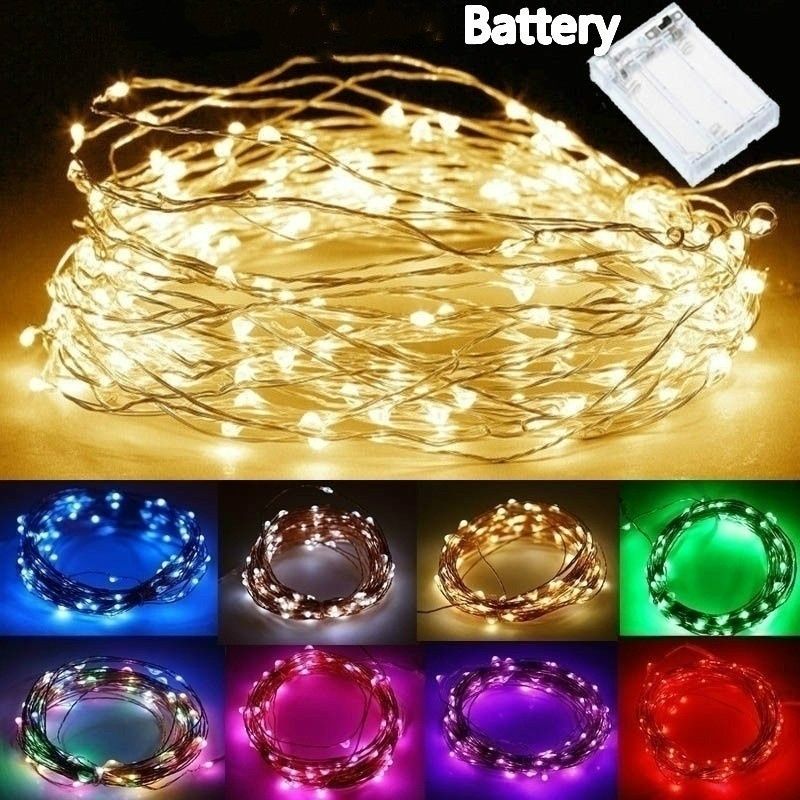 LED Battery Powered Copper Wire Fairy String Light Waterproof For Garden Outdoor Party Christmas Decor