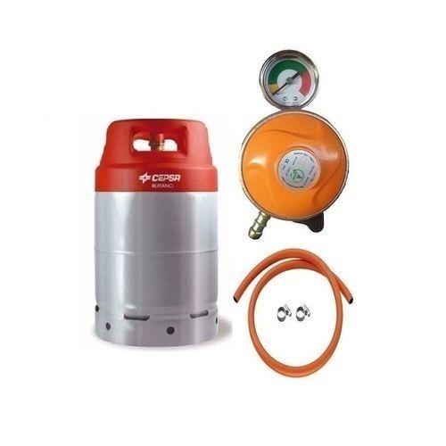12.5kg Gas Cylinder With Metered Regulator, Hose & Clips.