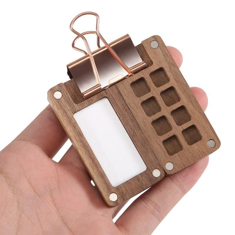 8 Grid Portable Sketchbook Palette, Wooden Colour Palette Box, With A Clip (Without Paint)