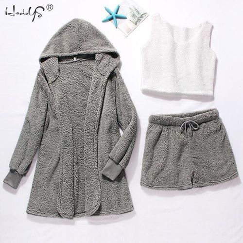 Women's Pajamas Long Sleeves Robe Vest Short Pants Pajamas