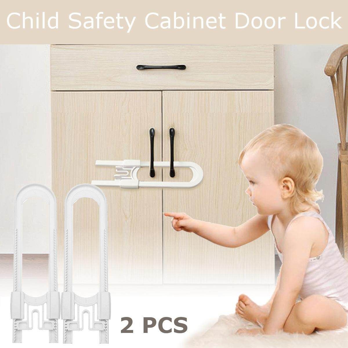2 Pcs Child Baby Safety Lock Drawer Door Cabinet Cupboard U Shape Security Locks