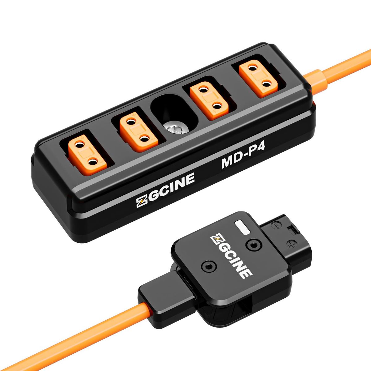 ZGCINE MD-P4 D-Tap Splitter Cable 180° Rotatable D-Tap Male Plug to 4 D-Tap Female Ports Power Supply for V-mount Battery D-Tap Power Hub 60cm Cable Length