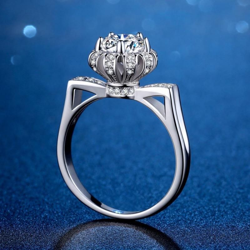 Tik Tok Live Stream Supply Kitten Luxury Female Simulation Ring Pen Diamond Moissanite Diamond Ring 1 Karat