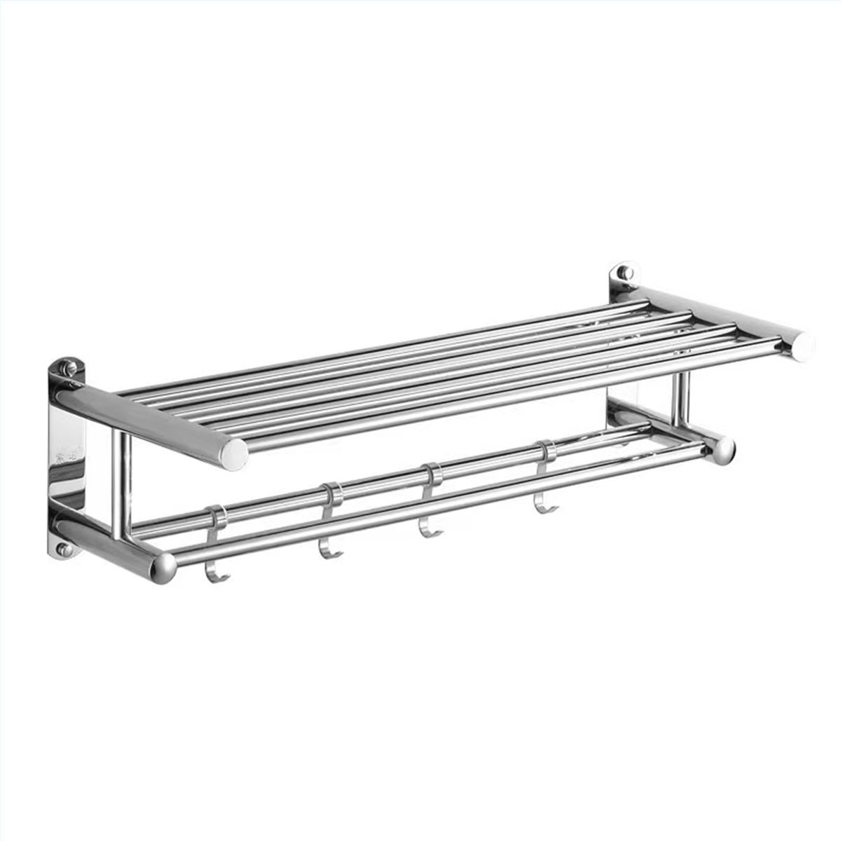 Bath Towel Rack Double Layered Bathroom Shelves With 4