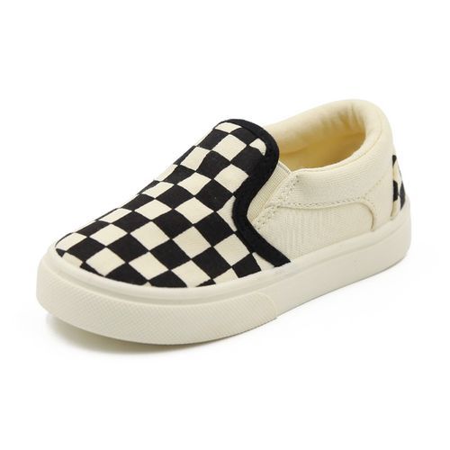 Canvas Plaid Loafers-Black White Grid