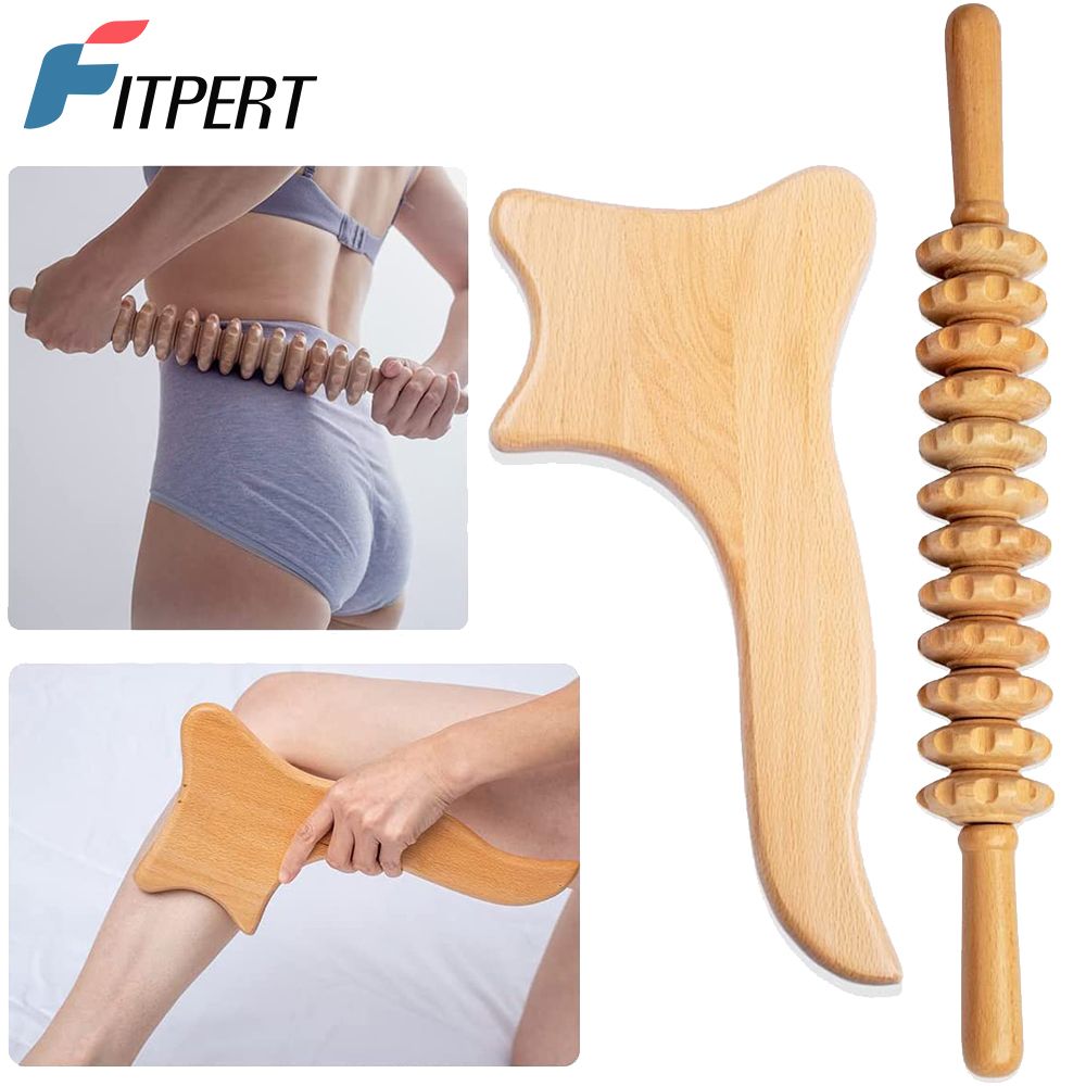 2Pcs/Set Wood Therapy Massage Tools For Body Shaping, Maderoterapia Kit Colombiana, Lymphatic  GRA