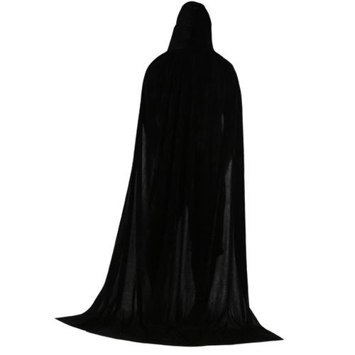 Adult Unisex Long Hooded Cape Cloak Costume Witch Robe 150cm Black