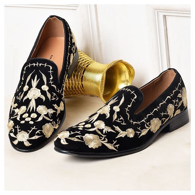 COOL FLOWER SUEDE DESIGNERS SHOES BLACK