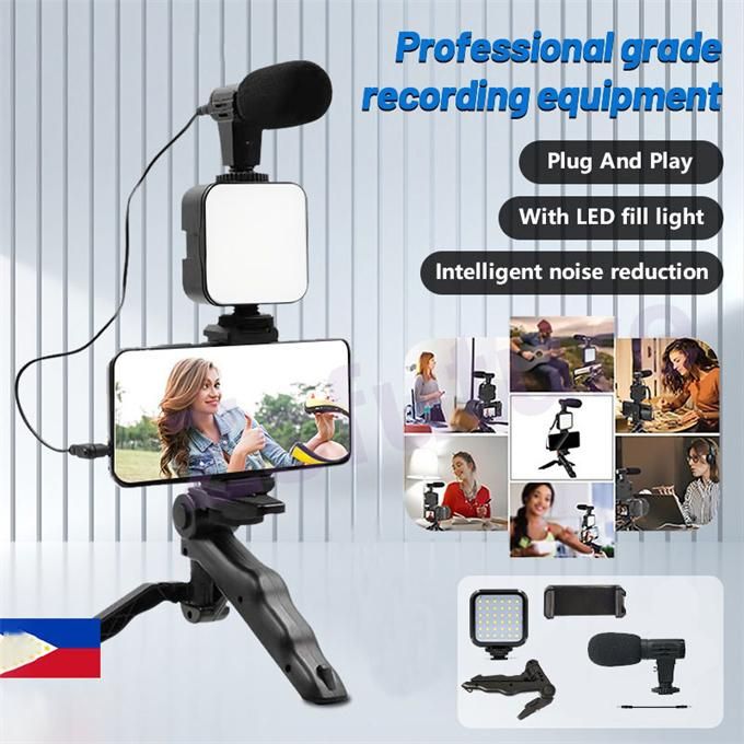 Smartphone Camera Video Vlogging Kit for iPhone/Android with Lightweight Microphone Tripod