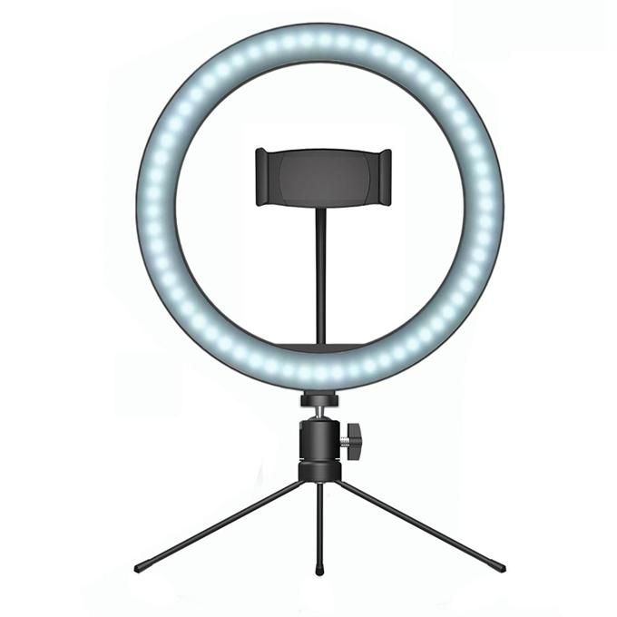 FH-019 Ring light with bracket 10-inch mobile phone video recording fill light two-color round desktop video live broadcast light for video conference lighting