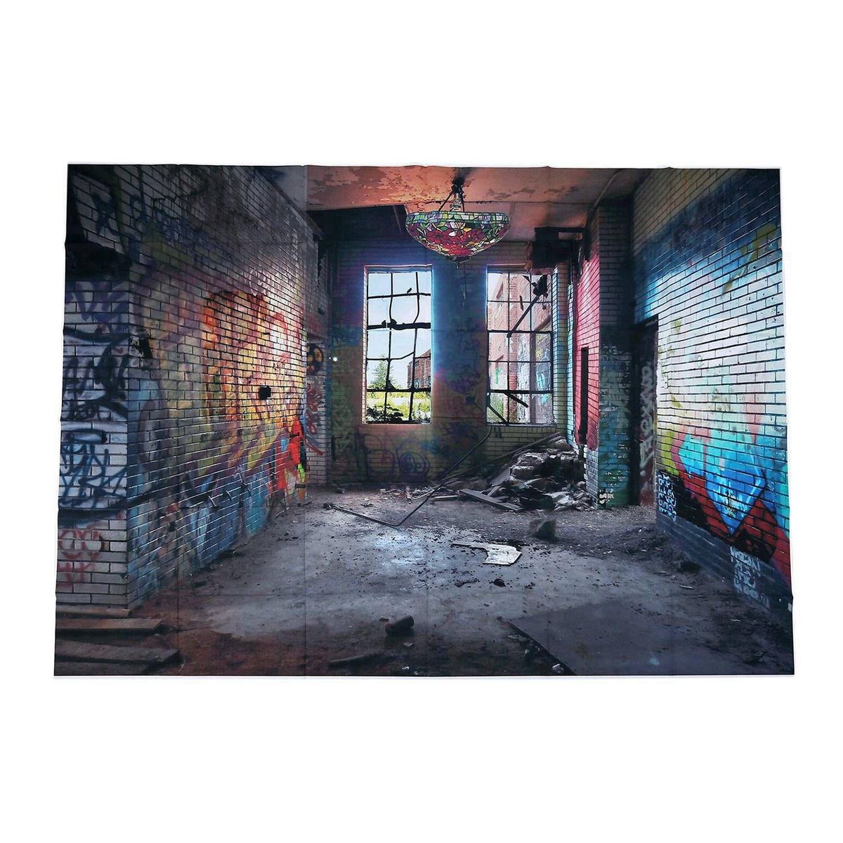 Vinyl Doodle Style Backdrops 7x5ft/210x150cm Old Factory Photography Backgrounds for Studio/Professional Photography and Photo Props Decoration For Paty /Stage