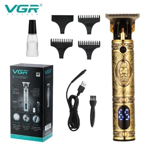 Rechargeable Cordless Clipper Professional Hair Trimmer With Battery Timer -  Gold