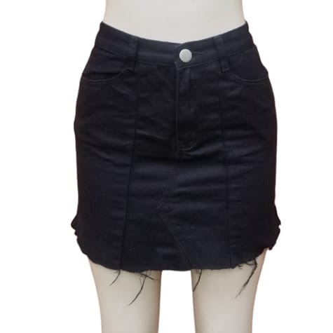 Ladies Denim Loosethread Skirt- Black