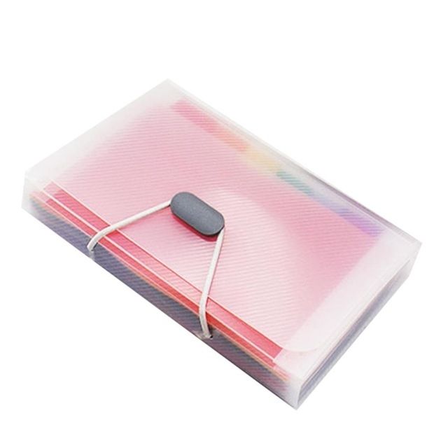 13 Grid Expanding File Folder A6 Document Buckle Lanyard Bag Multicolor Expanding File(Multicolor Lanyard)