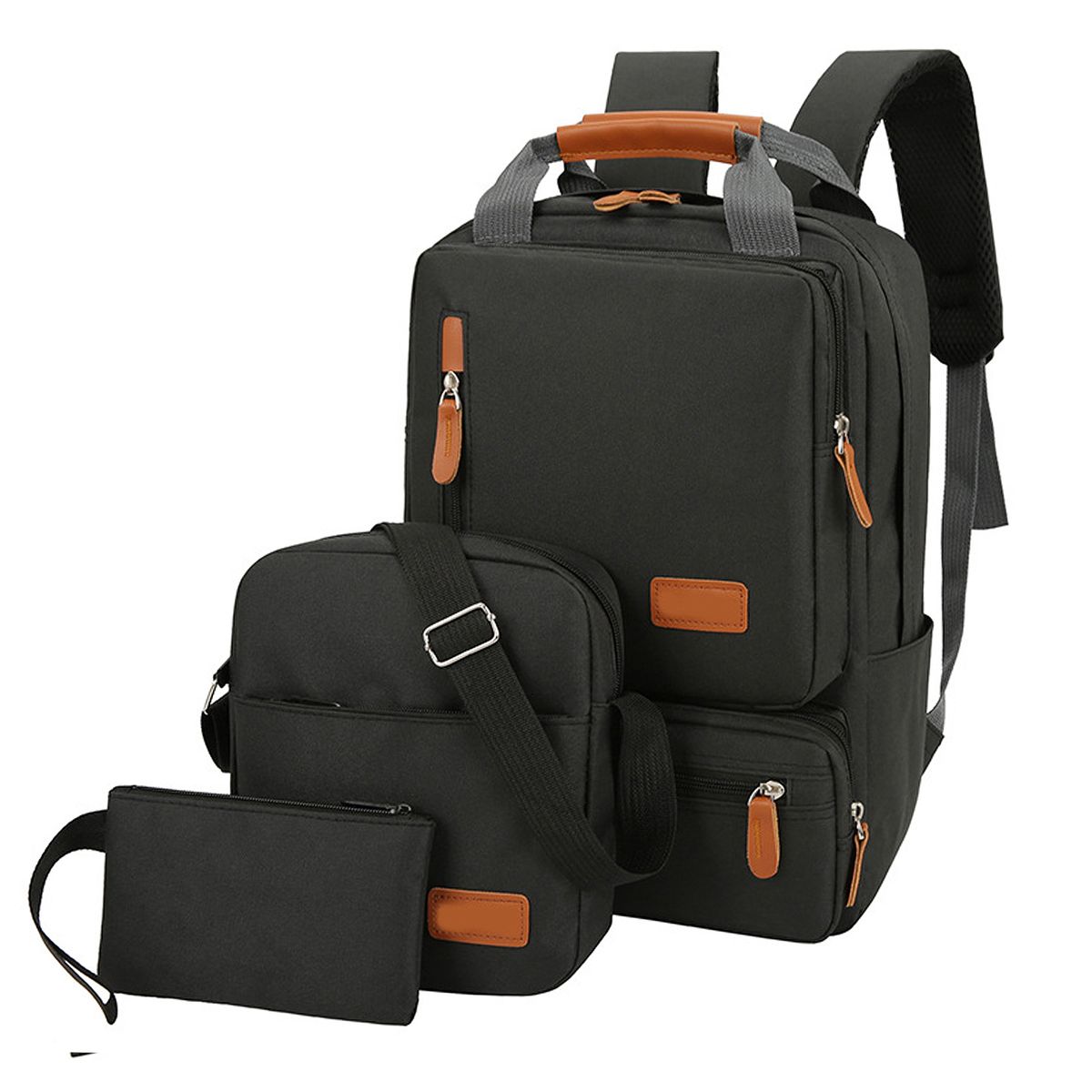3pcs Backpack Set Laptop Backpack Shoulder Bag Small Pocket