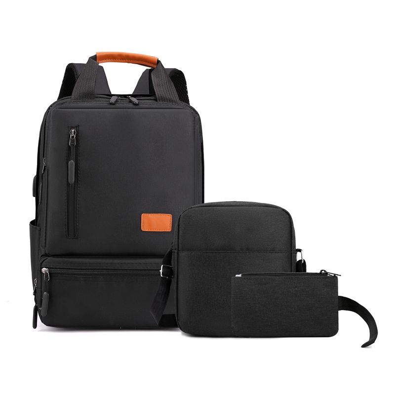 3 Pcs Men's Backpack Laptop Bag Business Student School Bag Crossbody Bag Wallet