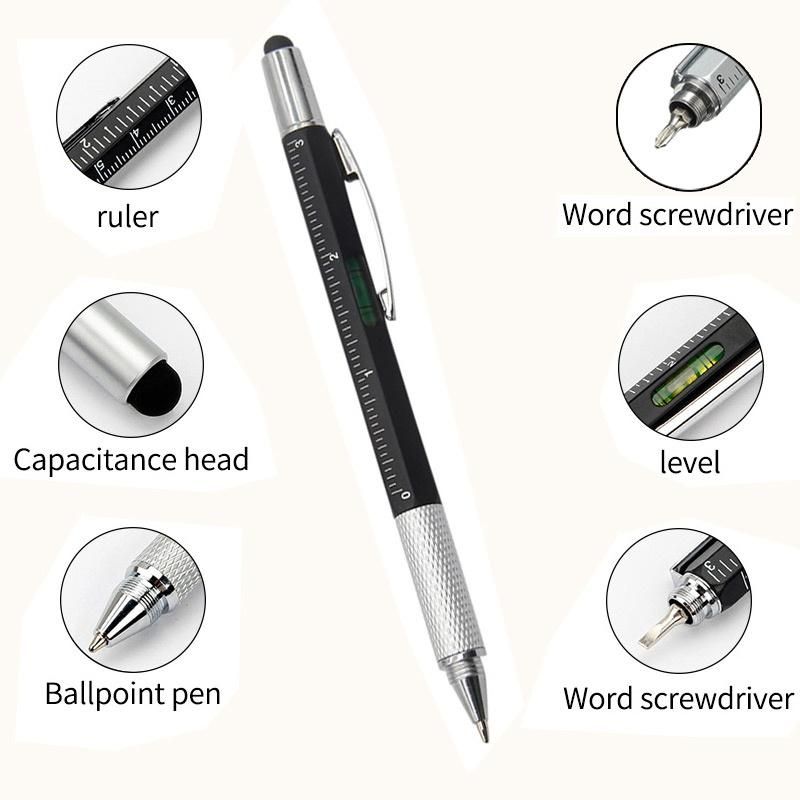 1PC 6 In1 Multifunction Ballpoint Pen Black