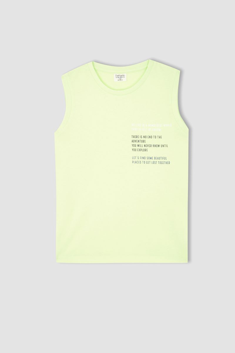 Boy Regular Fit Crew Neck Sleeveless Knitted Athlete - Green