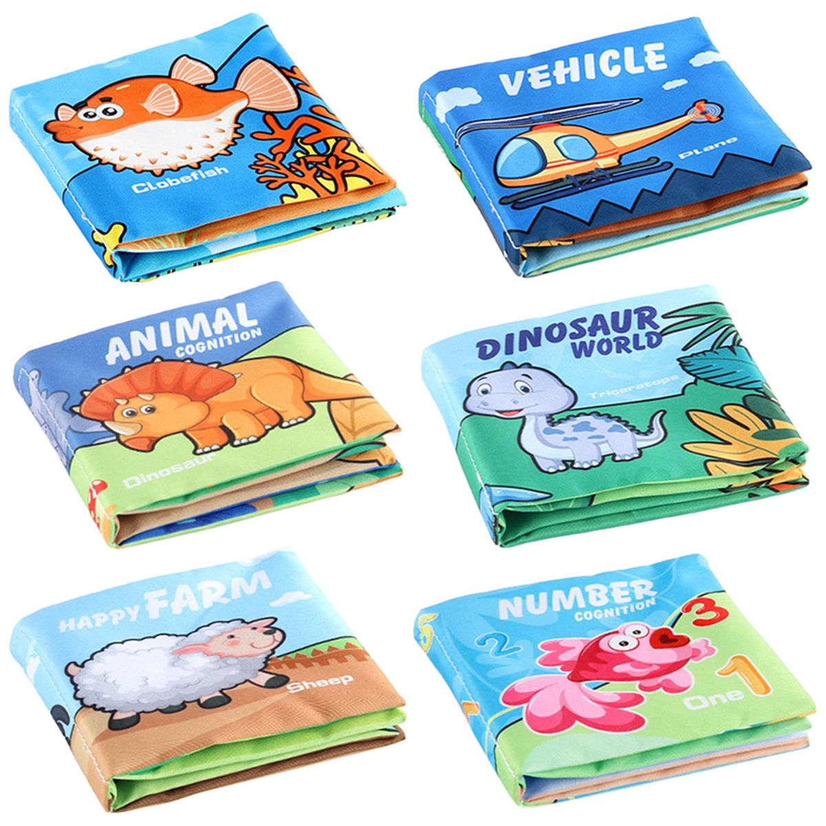 6x Soft Baby Cloth Book Brain Development Crinkle Book For
