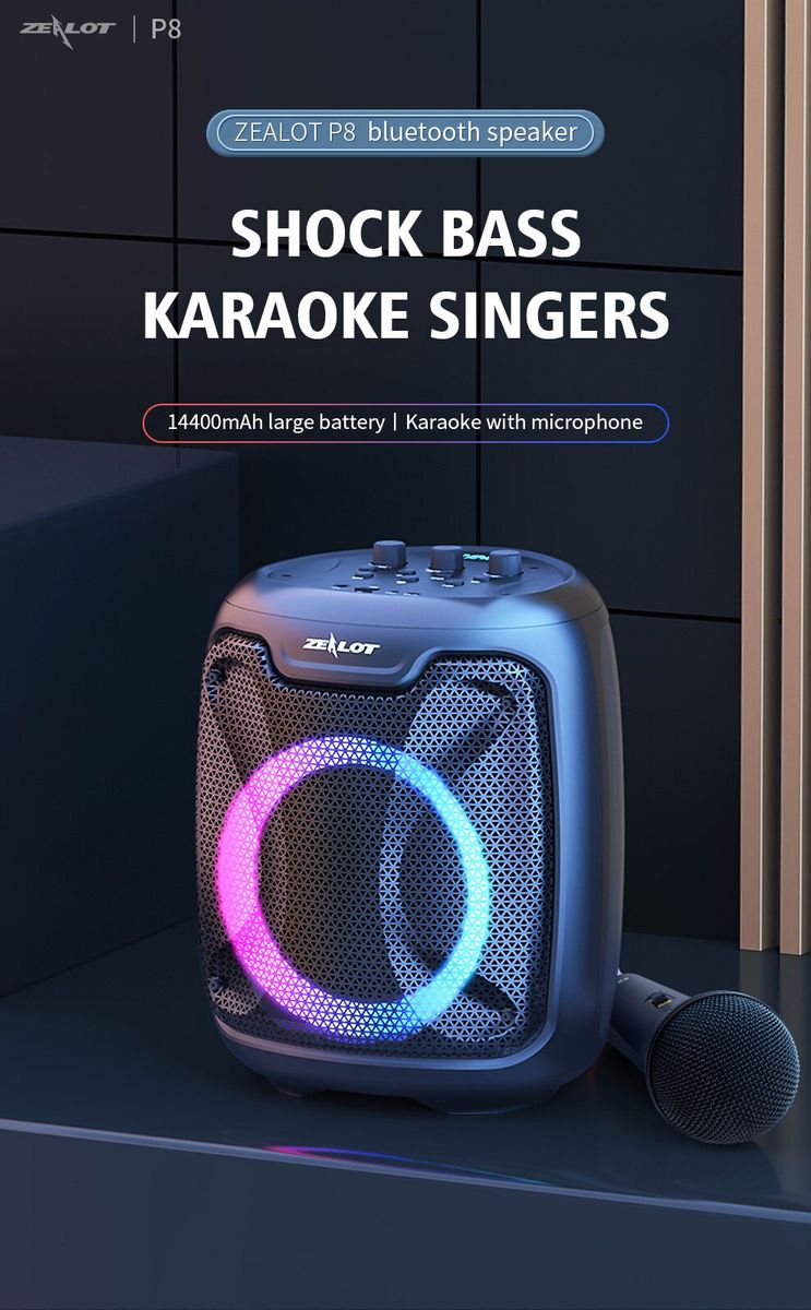 New Zealot P8 Outdoor Speaker +Wireless  Karaoke Microphone