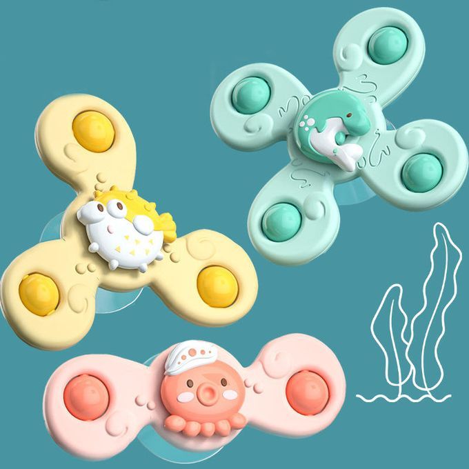 Baby Bath Spinning Top Sucker Toy Turntable Spinning Windmill Kids