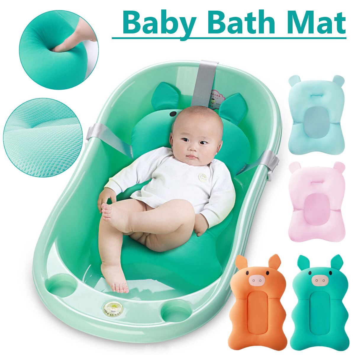 Baby Suspension Bath Tub Mat Children Bath Net Bed Hammock For 0-12 Months Baby Pink